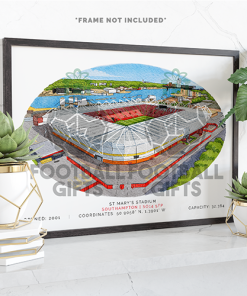 Southampton Around The Grounds St Mary's Stadium Water Colour Print Framed Print