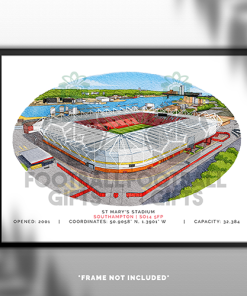 Alternative view of Southampton Around The Grounds St Mary's Stadium Water Colour Print Framed Print
