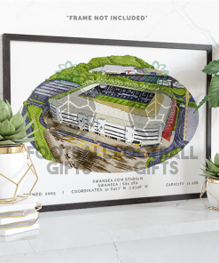 Swansea Around The Grounds Swansea.com Stadium Water Colour Print Framed Print