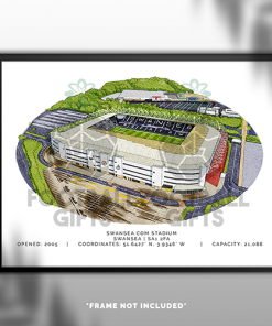 Alternative view of Swansea Around The Grounds Swansea.com Stadium Water Colour Print Framed Print