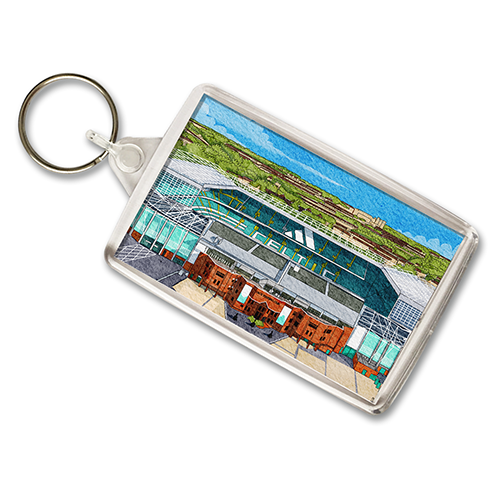 Celtic Around The Grounds Celtic Park Stadium Water Colour Keyring