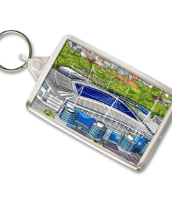 Man City Around The Grounds Etihad Stadium Water Colour Keyring