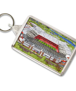 Man Utd Around The Grounds Old Trafford Stadium Water Colour Keyring