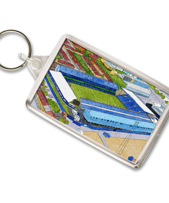 Portsmouth Around The Grounds Fratton Park Stadium Water Colour Keyring
