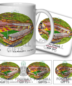 Bradford City Around The Grounds Valley Parade Water Colour Mug & Coaster Set