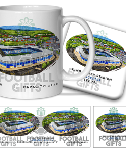 Leicester City Around The Grounds King Power Stadium Water Colour Mug & Coaster Set