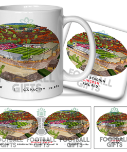Lincoln City Around The Grounds LNER Stadium Water Colour Mug & Coaster Set
