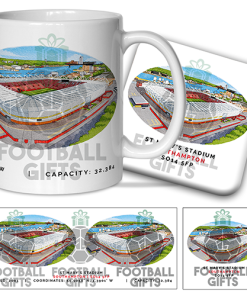 Southampton Around The Grounds St Mary's Stadium Water Colour Mug & Coaster Set