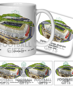 Swansea Around The Grounds Swansea.com Stadium Water Colour Mug & Coaster Set