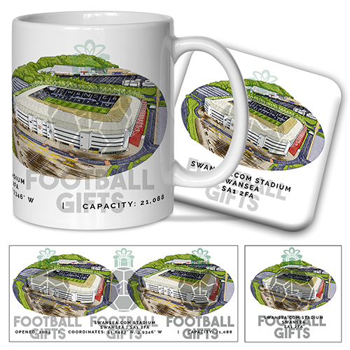 Swansea Around The Grounds Swansea.com Stadium Water Colour Mug & Coaster Set