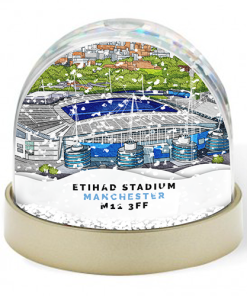 Man City Around The Grounds Etihad Stadium Water Colour Snow Globe