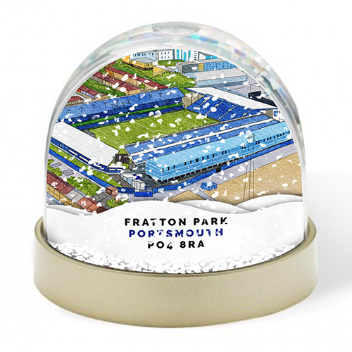Portsmouth Around The Grounds Fratton Park Stadium Water Colour Snow Globe
