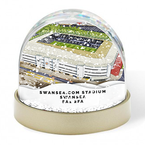 Swansea Around The Grounds Swansea.com Stadium Water Colour Snow Globe