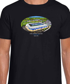 Leicester City Around The Grounds King Power Stadium Water Colour Black T-Shirt