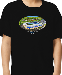 Alternative view of Leicester City Around The Grounds King Power Stadium Water Colour Black T-Shirt