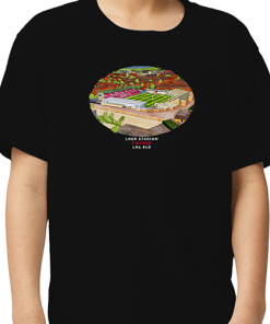Alternative view of Lincoln City Around The Grounds LNER Stadium Water Colour Black T-Shirt