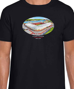 Southampton Around The Grounds St Mary's Stadium Water Colour Black T-Shirt