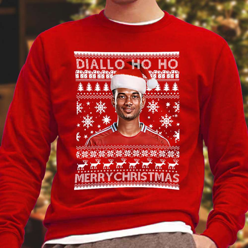 Diallo Ho Ho Amad Diallo Christmas Jumper Red Manchester Man