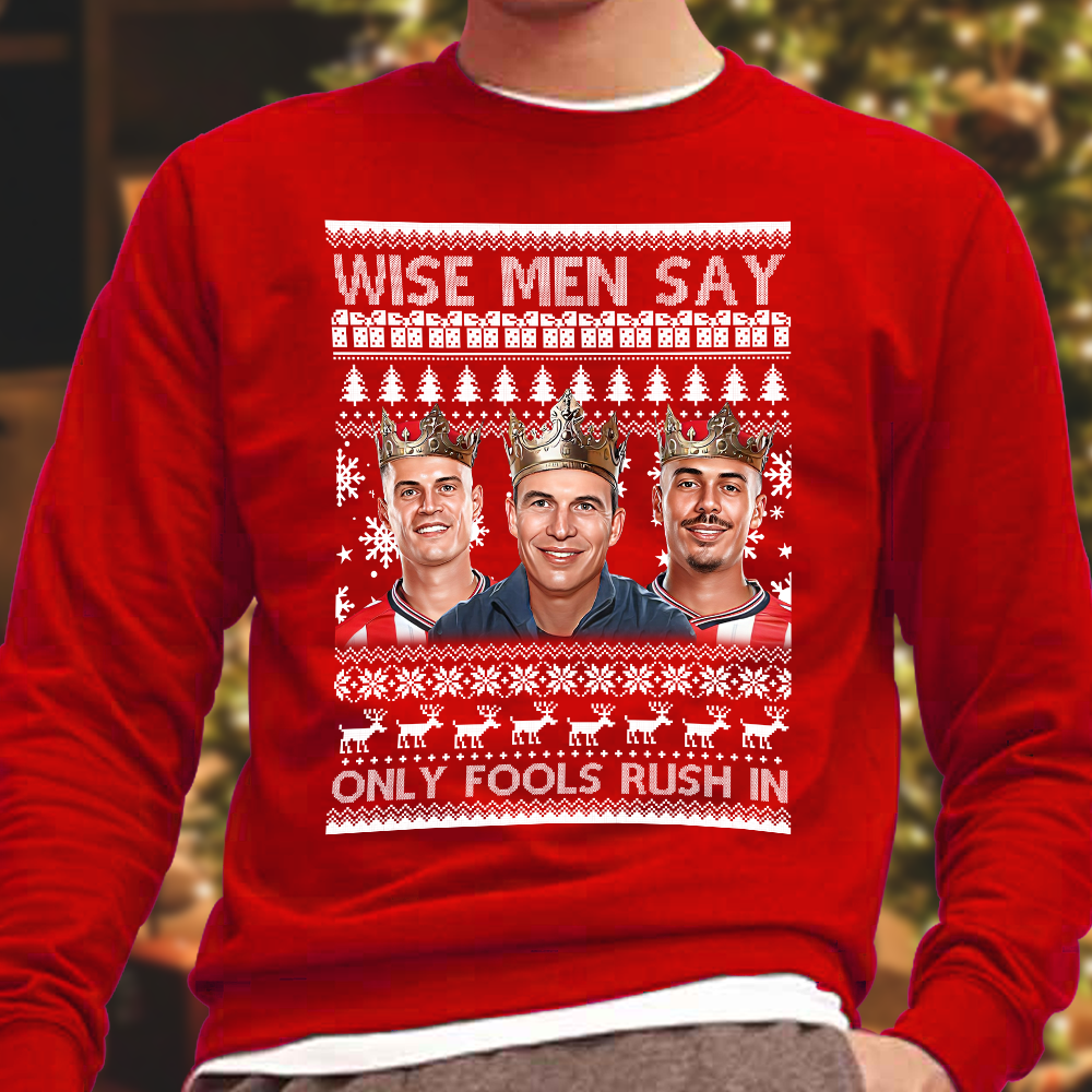 Wise Men Say Le Bris Xhaka Isidor Red Sunderland Christmas Jumper