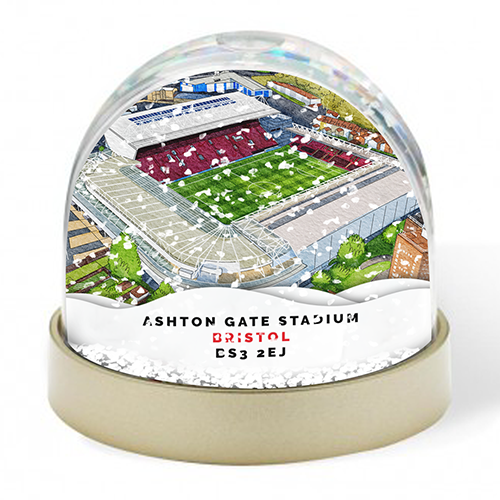 Bristol City Around The Grounds Ashton Gate Stadium Water Colour Snow Globe