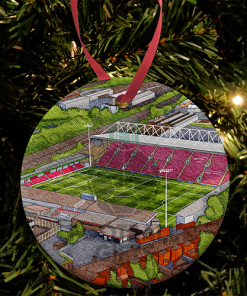 Crewe Alexandra Around The Grounds The Mornflake Stadium Water Colour Christmas Tree Decoration Bauble