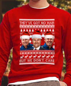 They've Got No Hair But We Don't Care Dyche Woan & Stone Christmas Jumper Forest