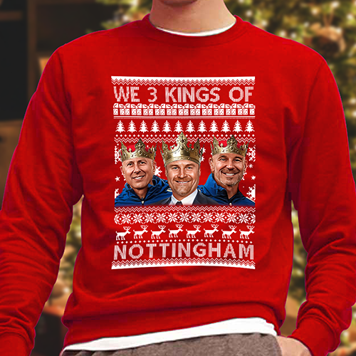We 3 Kings Of Nottingham Dyche Woan & Stone Christmas Jumper Forest