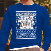 Leeds Utd Champions 2025 Christmas Jumper Blue Jumper Top Santa Hats