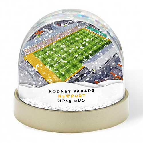 Newport County Around The Grounds Rodney Parade Stadium Water Colour Snow Globe