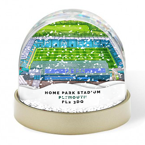 Plymouth Argyle Around The Grounds Home Park Stadium Water Colour Snow Globe