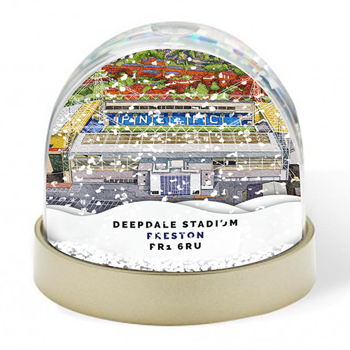 Preston Around The Grounds Deepdale Stadium Water Colour Snow Globe