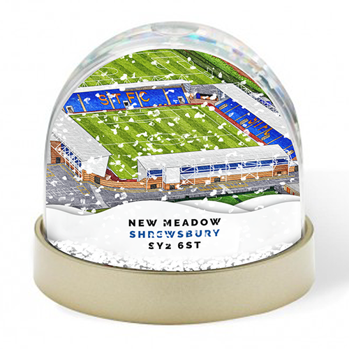 Shrewsbury Town Around The Grounds New Meadow Stadium Water Colour Snow Globe