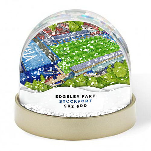 Stockport County Around The Grounds Edgeley Park Stadium Water Colour Snow Globe