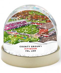 Swindon Town Around The Grounds County Ground Stadium Water Colour Snow Globe
