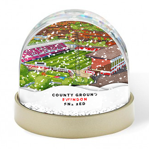 Swindon Town Around The Grounds County Ground Stadium Water Colour Snow Globe