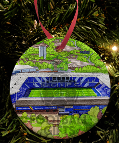 Birmingham City Around The Grounds St Andrews Stadium Water Colour Christmas Tree Decoration Bauble