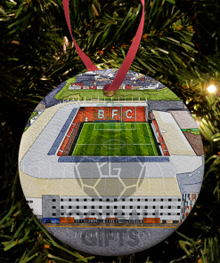Blackpool Around The Grounds Bloomfield Road Water Colour Christmas Tree Decoration Bauble