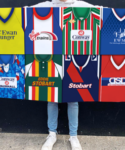 Carlisle United Retro Kit Montage Football Flag High Quality Classic Kits