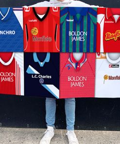 Crewe Alexandra Retro Kit Montage Football Flag High Quality Classic Kits