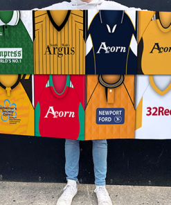 Newport County Retro Kit Montage Football Flag High Quality Classic Kits