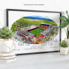 Aberdeen Around The Grounds Pittodrie Stadium Water Colour Print Framed Print