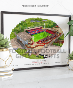 Barnsley Around The Grounds Oakwell Stadium Water Colour Print Framed Print
