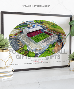 Bristol City Around The Grounds Ashton Gate Stadium Water Colour Print Framed Print