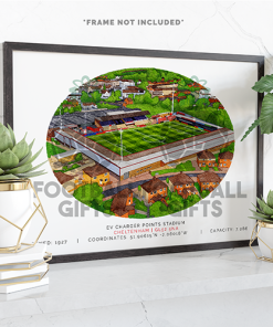 Cheltenham Town Around The Grounds EV Charger Points Stadium Water Colour Print Framed Print