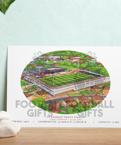 Alternative view of Cheltenham Town Around The Grounds EV Charger Points Stadium Water Colour Print Framed Print