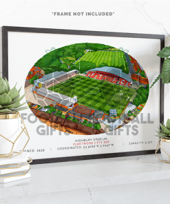 Fleetwood Town Around The Grounds Highbury Stadium Water Colour Print Framed Print