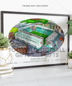 Hibernian Around The Grounds Easter Road Stadium Water Colour Print Framed Print
