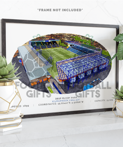 Kilmarnock Around The Grounds BBSP Rugby Park Stadium Water Colour Print Framed Print