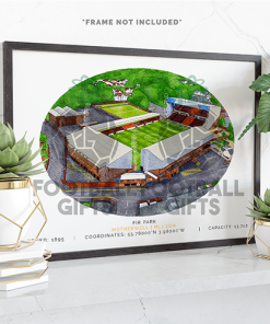 Motherwell Around The Grounds Fir Park Stadium Water Colour Print Framed Print