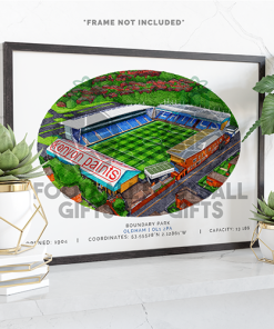 Oldham Athletic Around The Grounds Boundary Park Stadium Water Colour Print Framed Print